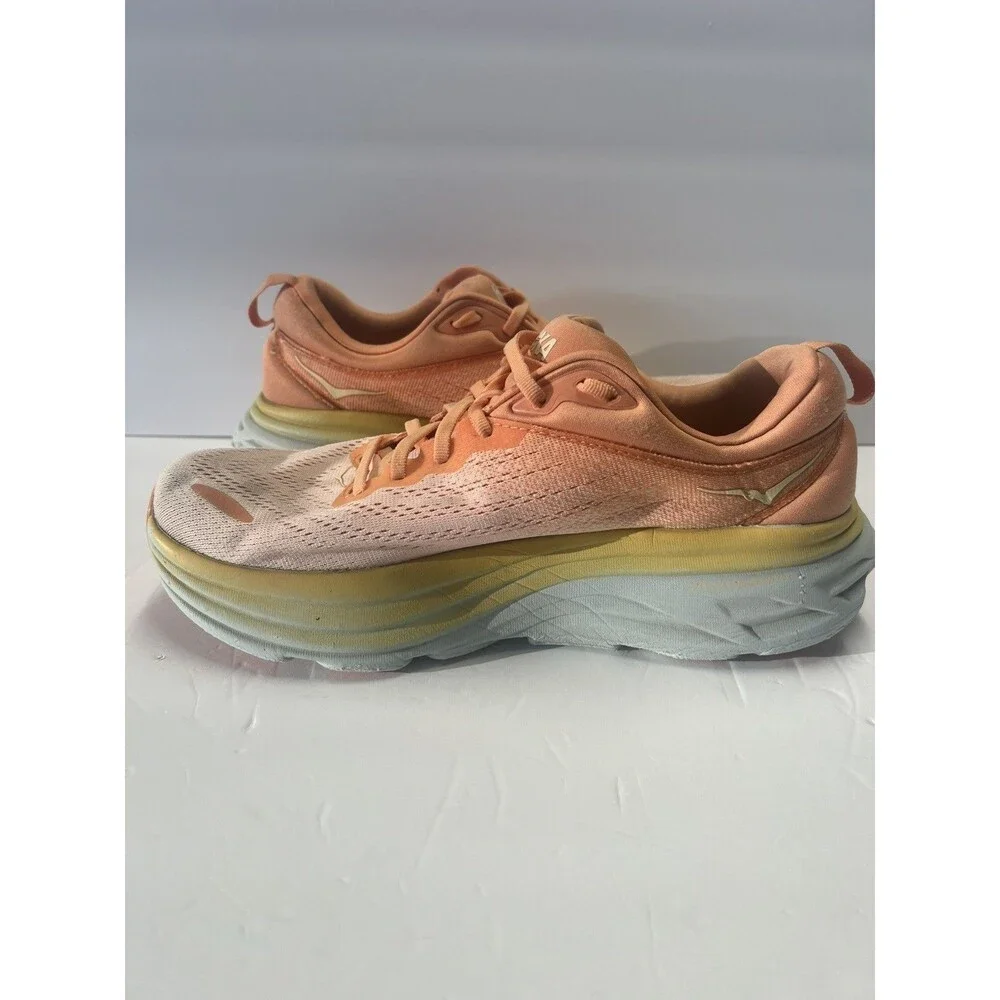 Hoka One One Bondi 8 Peach Shell Coral Running Shoes Womens Size 10B 1117952SCPP